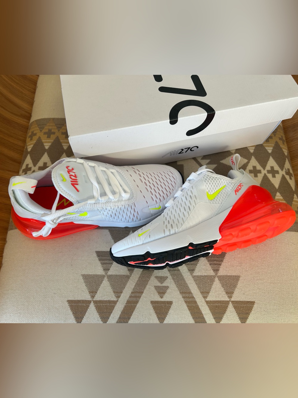 Nike Air Max 270 White with Neon Orange